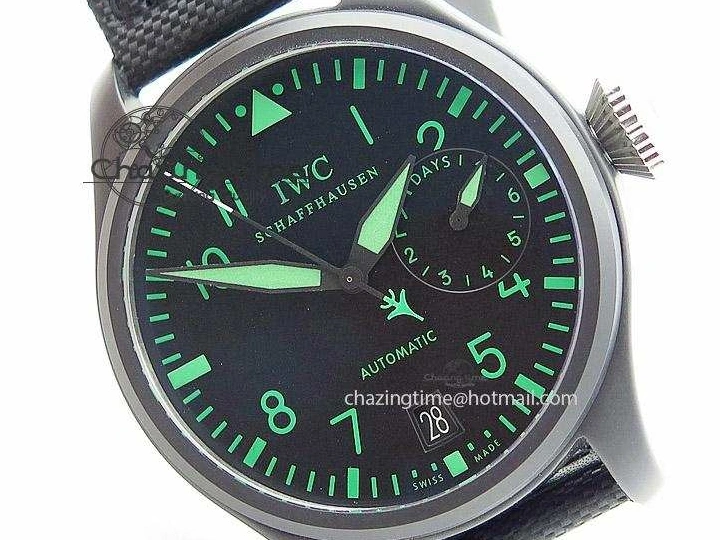 MIROTIME 0417 Durable Big Pilot 5019 Ceramic Case Black Dial Green Markers Asian 23J 7396